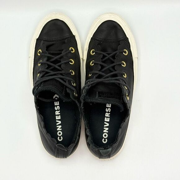 Converse CTAS Ox Frilly Thrills Black Gold Egret Lace Up Women's Shoe US Size 6 - Picture 10 of 12